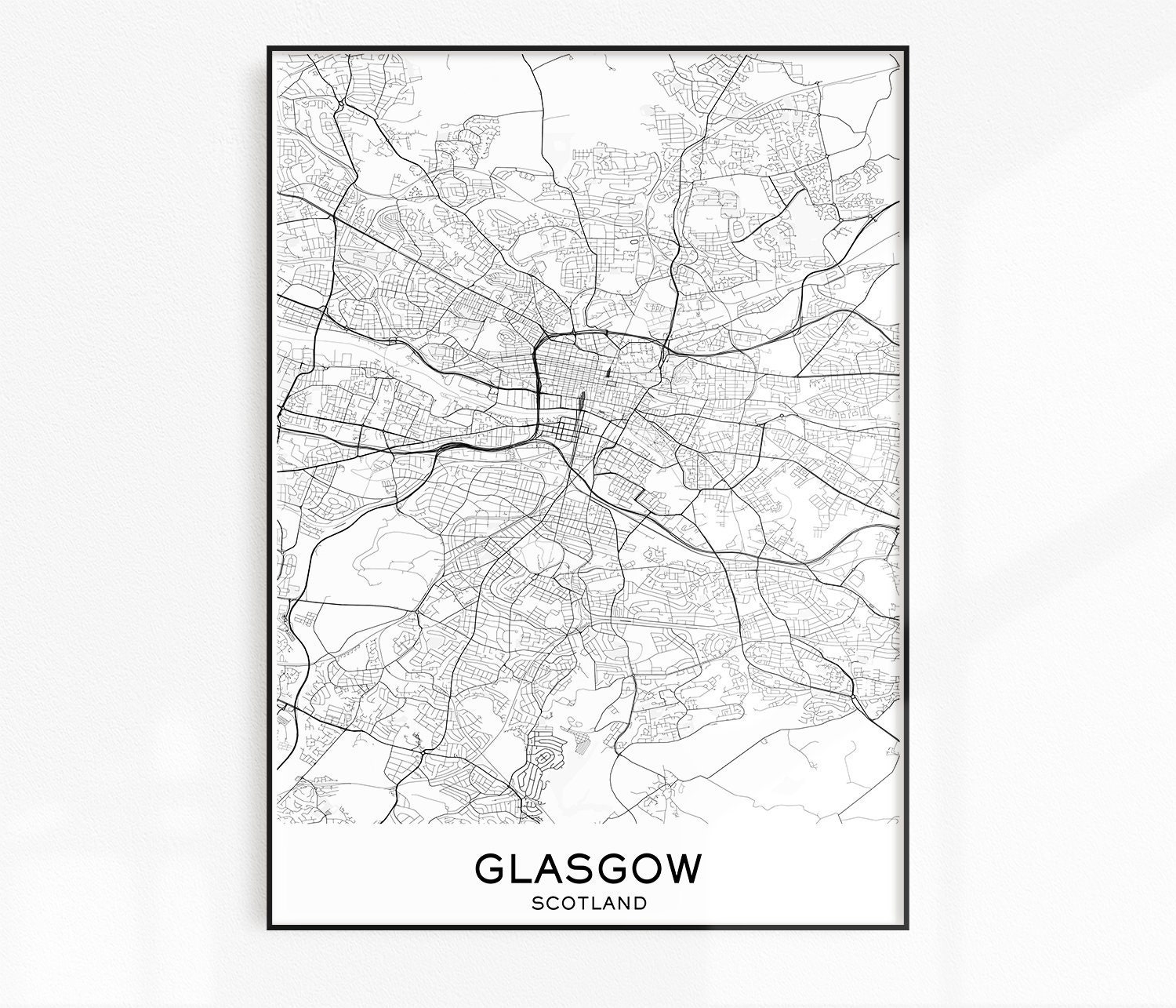 Glasgow Map Print City Map Prints Glasgow Map City Maps Etsy