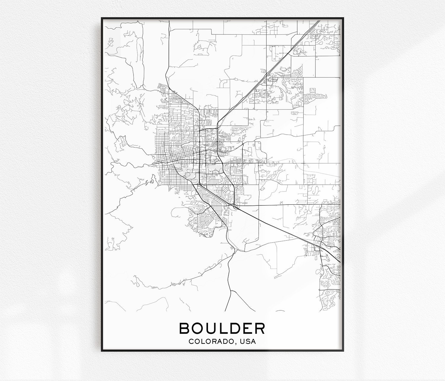 Boulder Map Print City Map Prints Boulder Map City Maps | Etsy