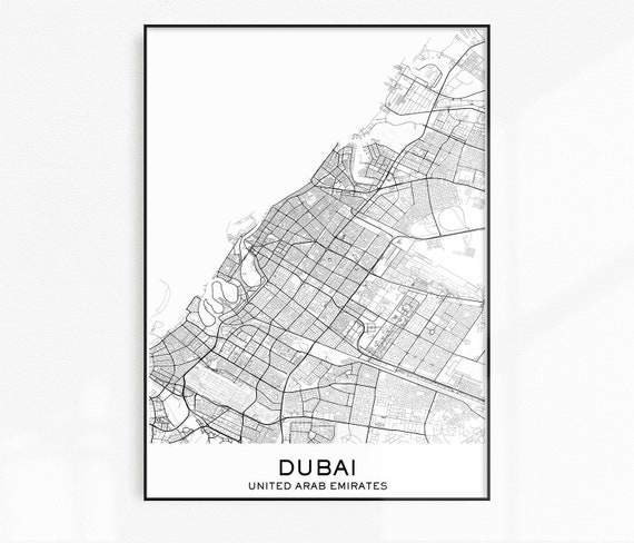 Dubai Map Print City Map Prints Dubai Map City Maps Uae Etsy