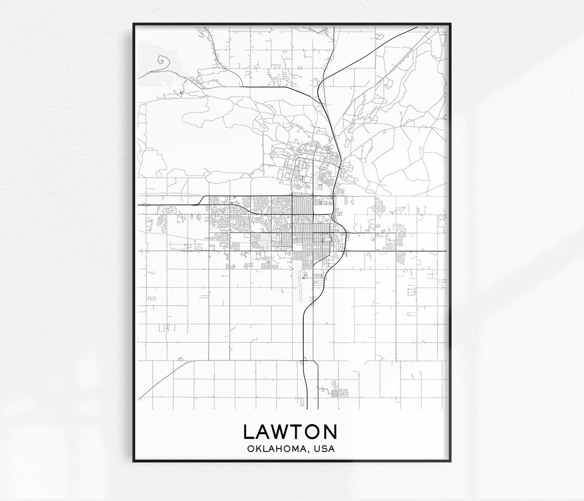 Lawton Map Print City Map Prints Lawton Map City Maps Etsy