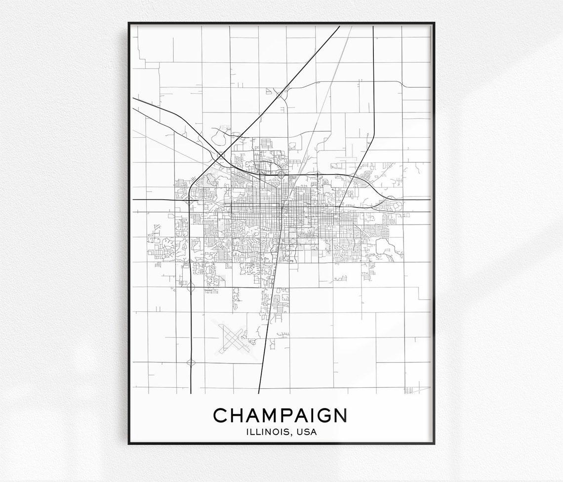Champaign Map Print City Map Prints Champaign Map City | Etsy