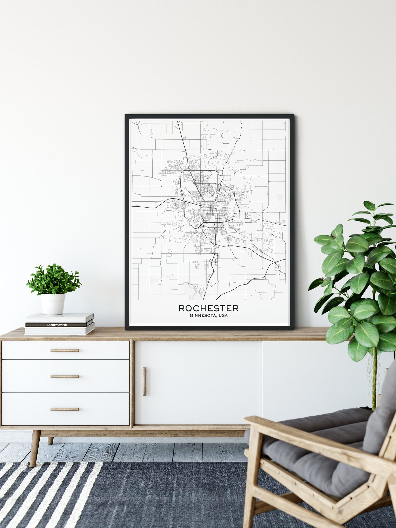 Rochester Map Print City Map Prints Rochester Map City | Etsy