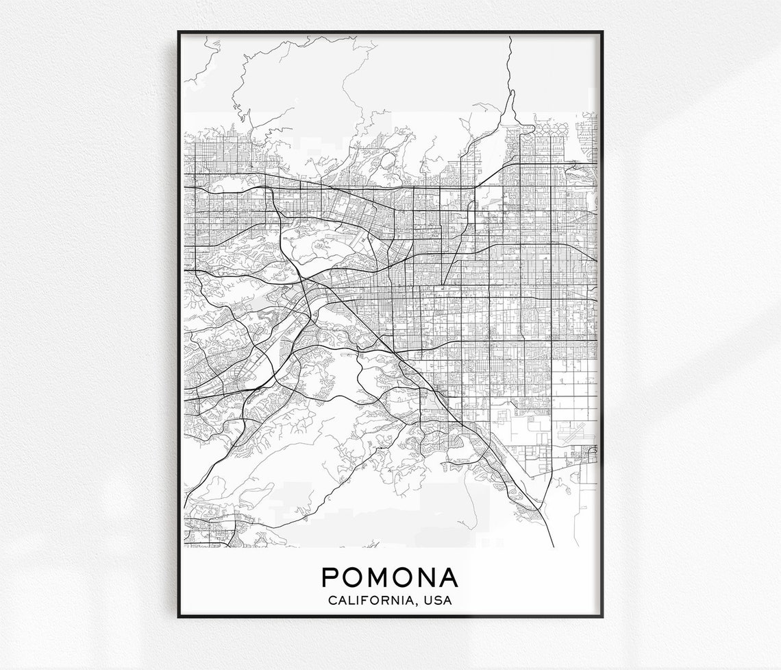Pomona Map Print City Map Prints Pomona Map City Maps Etsy