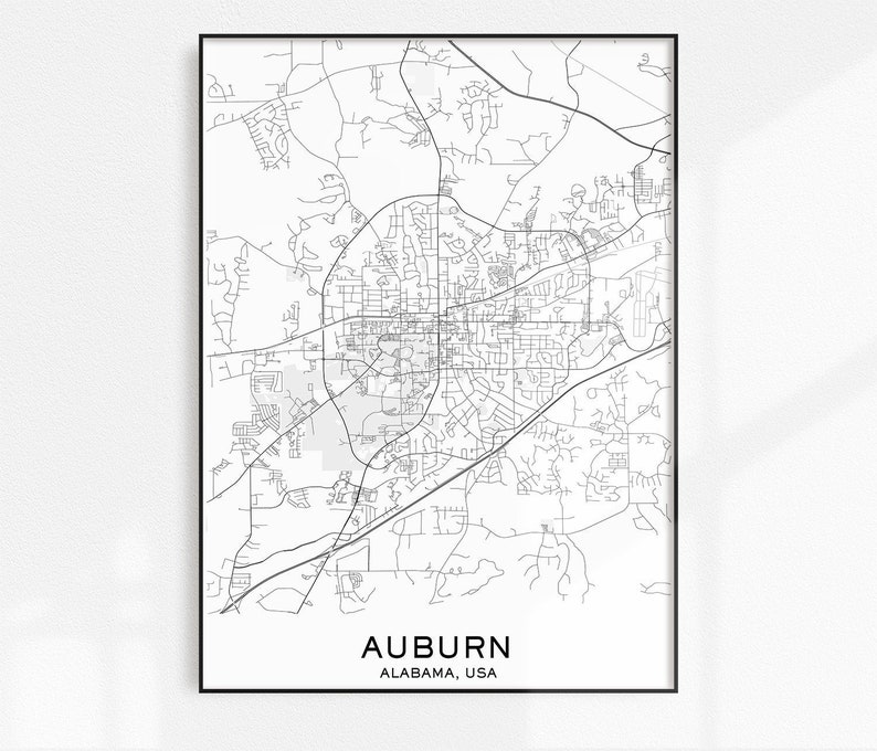 Auburn Map Print City Map Prints Auburn Map City Maps | Etsy