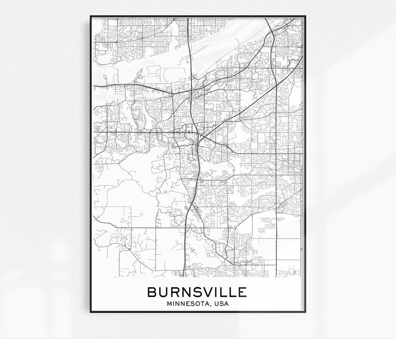Burnsville Map Print City Map Prints Burnsville Map City Etsy