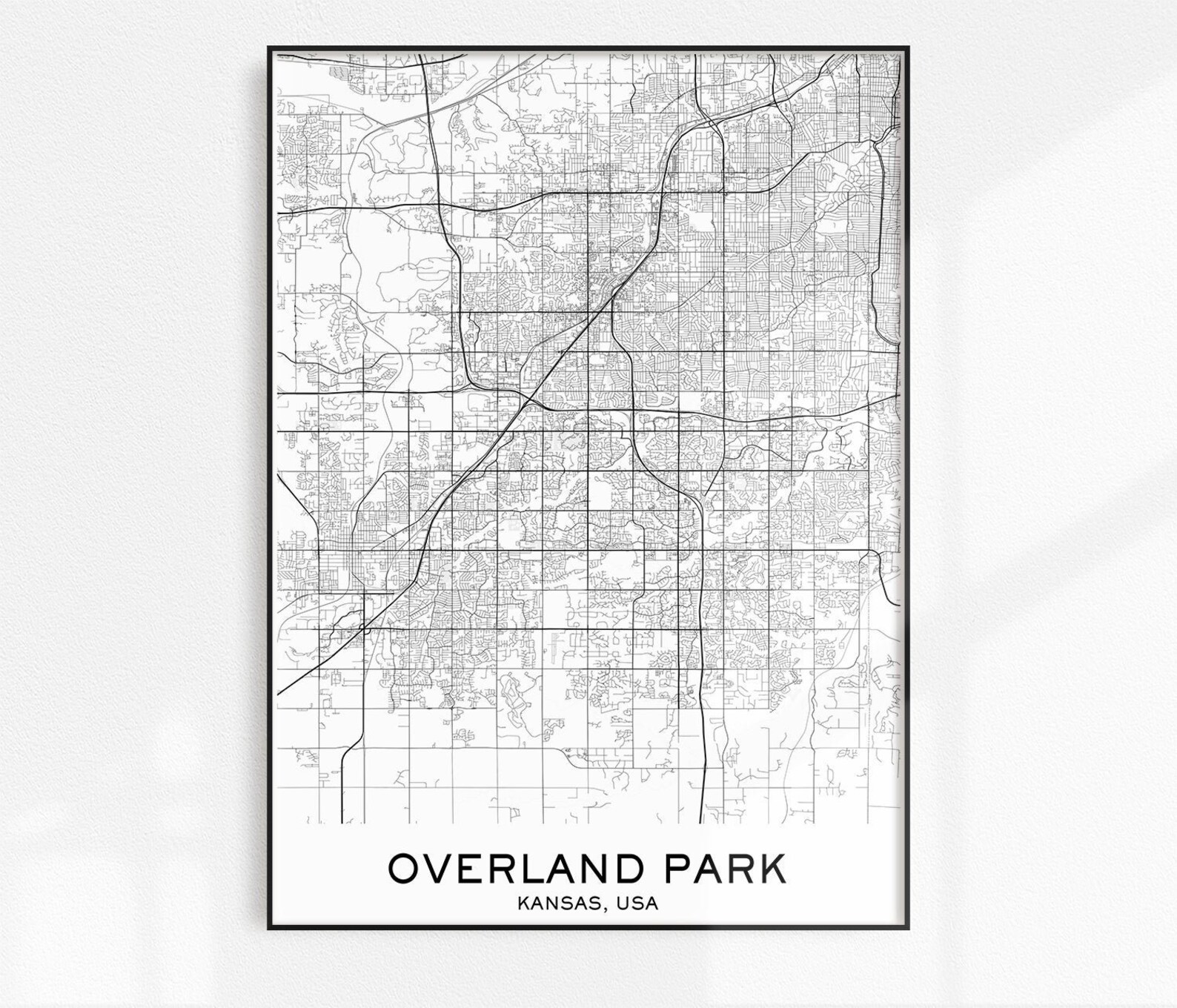 Overland Park Map Print City Map Prints Overland Park Map | Etsy