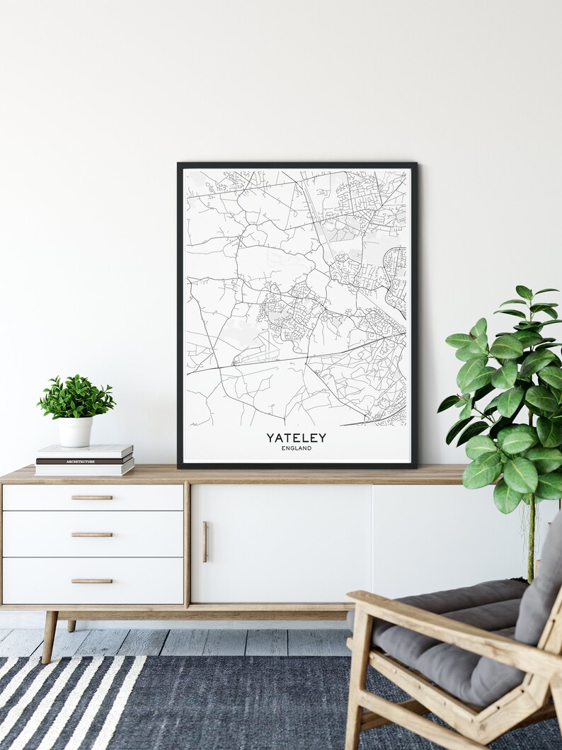 Yateley Map Print City Map Prints Yateley Map City Maps UK Etsy