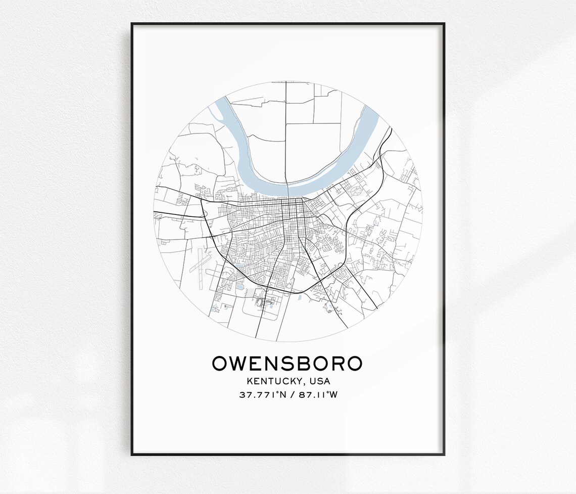 Owensboro Map Print Digital Map Prints Printable Maps | Etsy