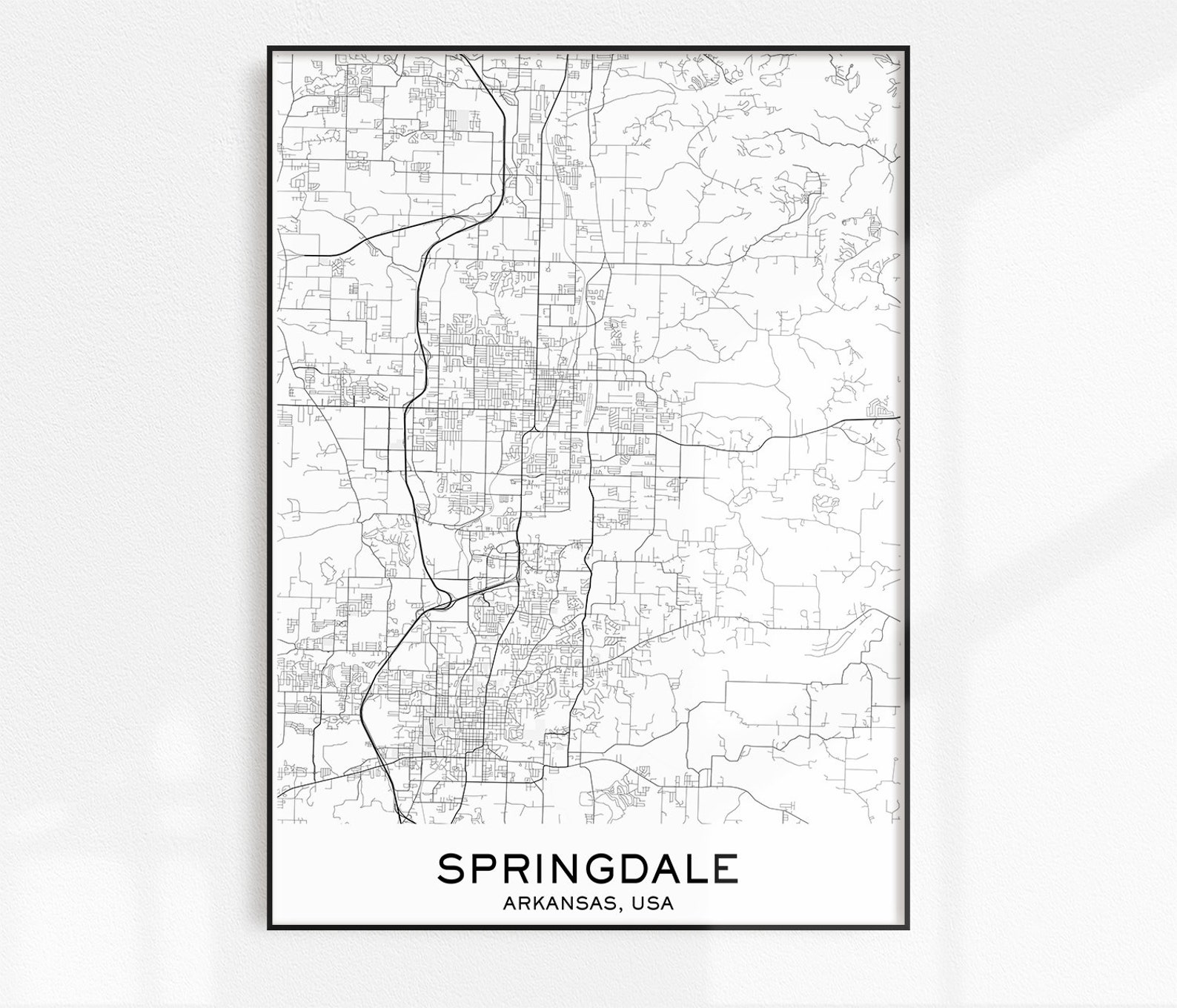 Springdale Map Print City Map Prints Springdale Map City Etsy