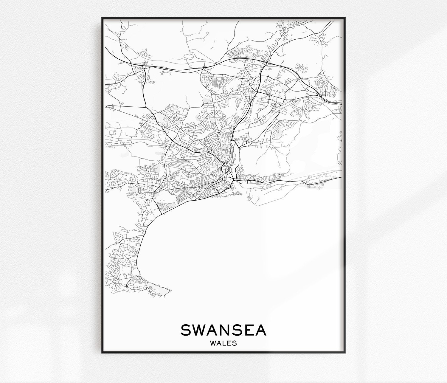 Swansea Map Print City Map Prints Swansea Map City Maps | Etsy