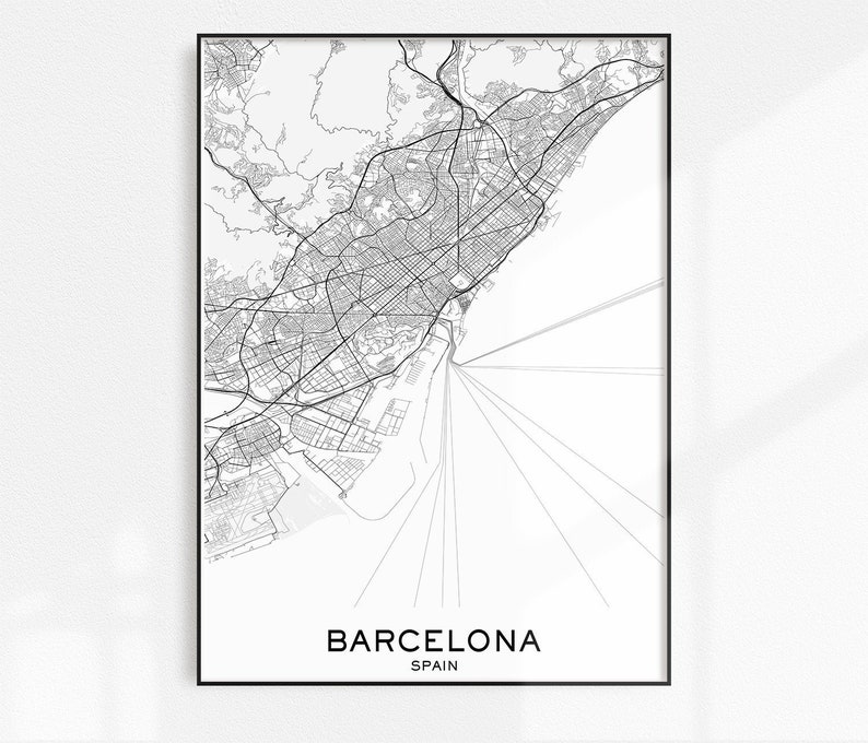 Barcelona Map Print City Map Prints Barcelona Map City | Etsy