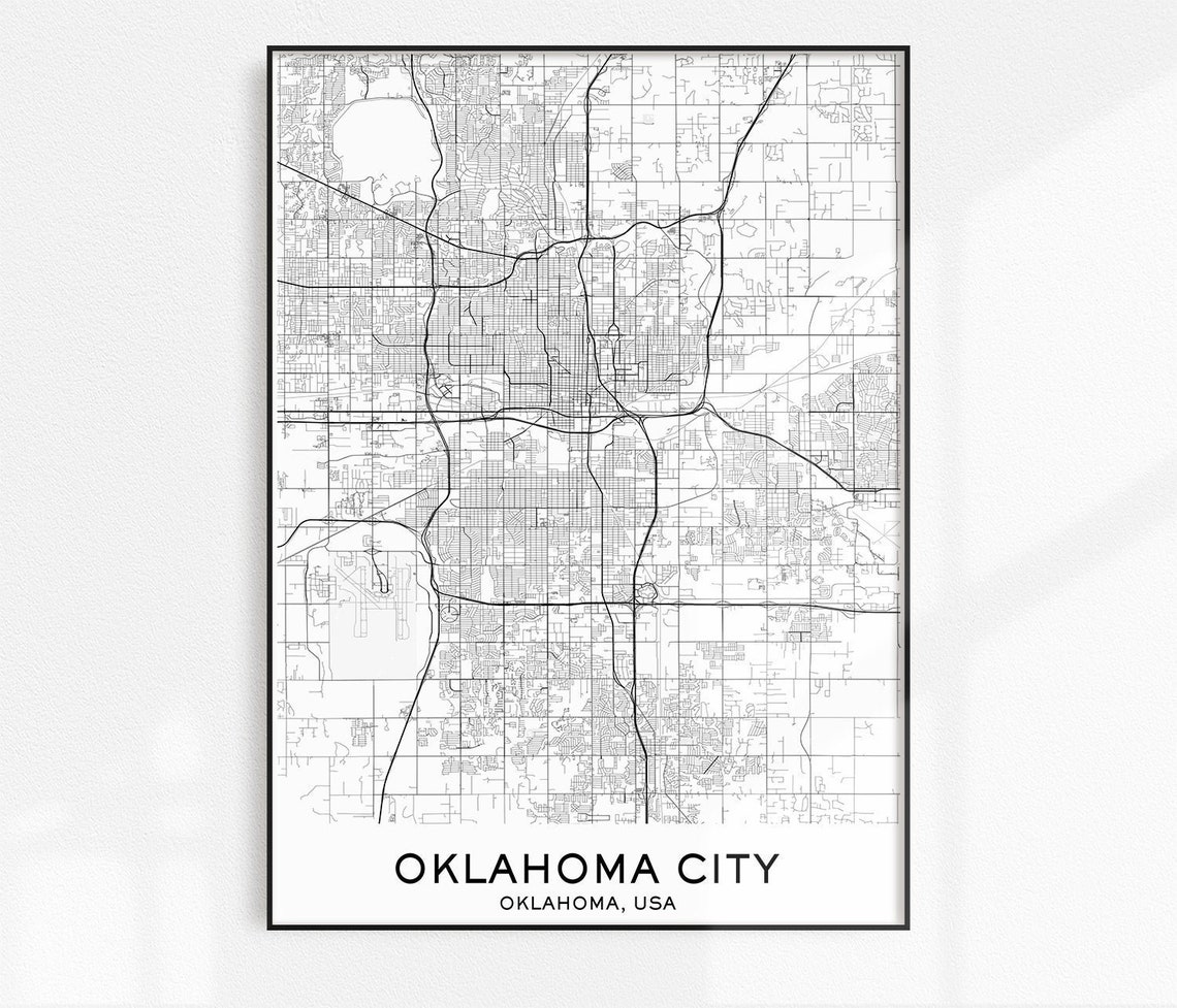 Oklahoma City Map Print City Map Prints Oklahoma City Map | Etsy