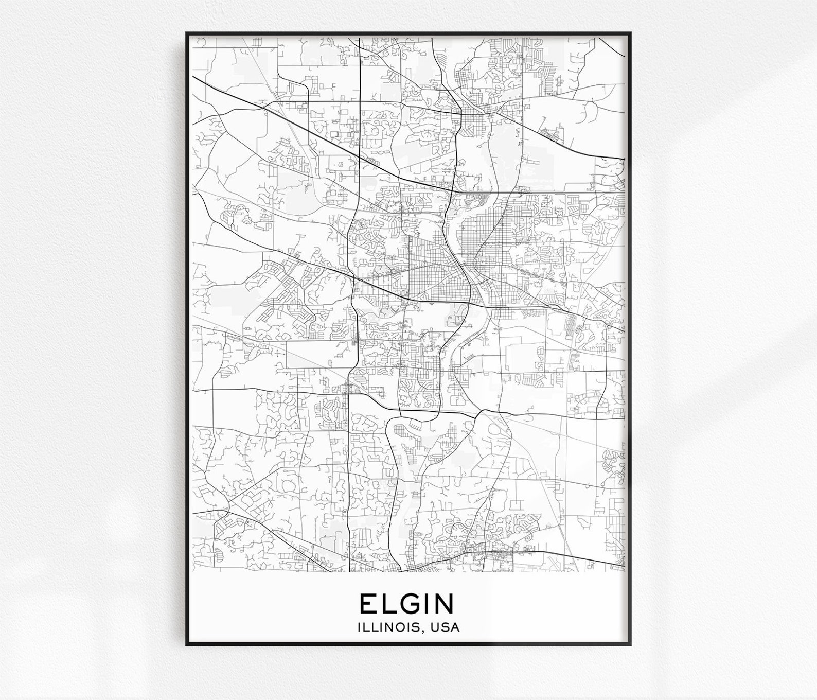 Elgin Map Print City Map Prints Elgin Map City Maps Etsy