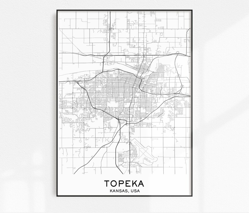 Topeka Map Print City Map Prints Topeka Map City Maps | Etsy