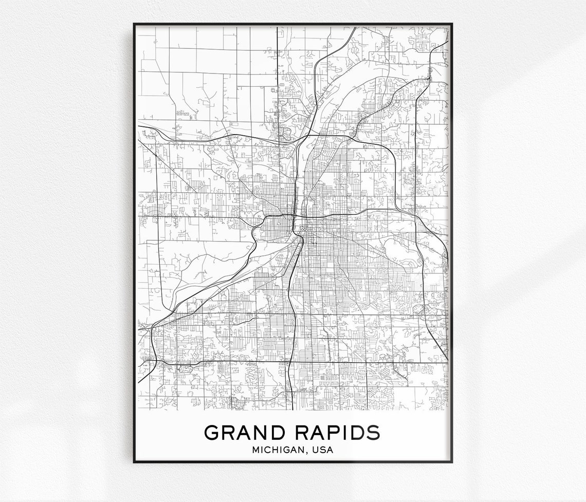 Grand Rapids Map Print City Map Prints Grand Rapids Map | Etsy
