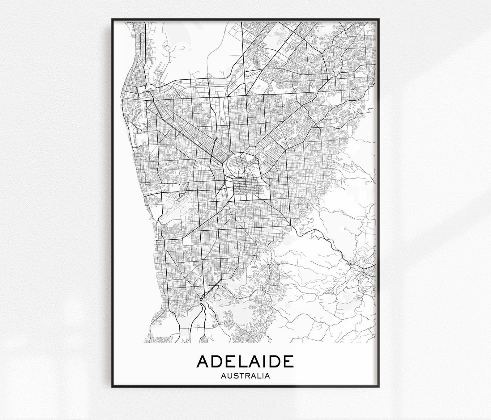 Adelaide Map Print City Map Prints Adelaide Map City Maps Etsy