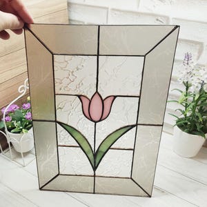Charming Stained Glass Window – Classic Lily Design, window decoration, housewarming gift