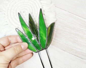 Stained Glass Agave Plant Stake, Succulent Decor, Plant Lover Gift, Garden Art