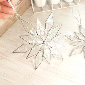 Stained glass iridescent snowflake Festive Snowflake Decoration, Christmas Tree Decor