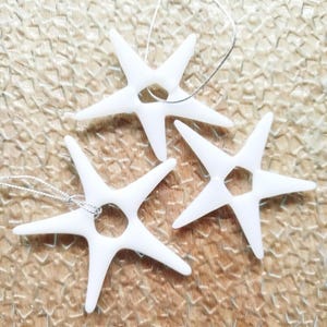 Memorial Stained Glass Stars, Set of 3 White Christmas Ornaments, Fused Glass Snowflakes, Sympathy Gift, Winter Decor