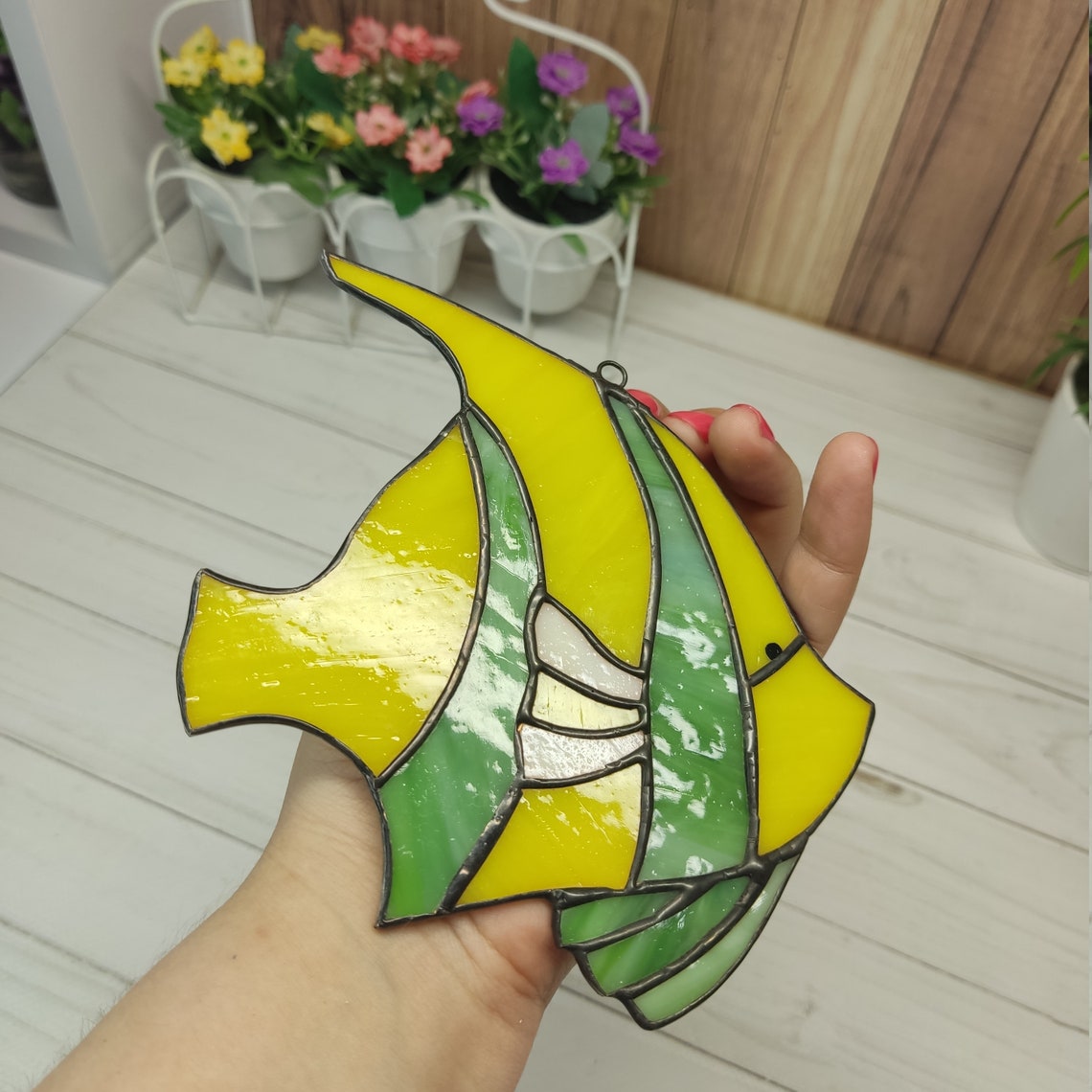 Stained Glass Fish Window or Wall Decor Color Glass Fish Etsy