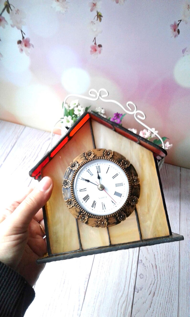 Handmade Glass Table Clock Stained Glass Decor for Home or Etsy