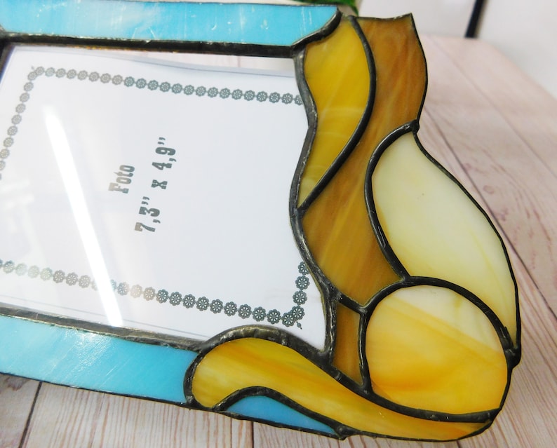 Stained Glass Home Decor Beautiful Gift To Baby Cute Glass Cat Color Photo Frame Cute Stained Glass Photo Frame With Cat