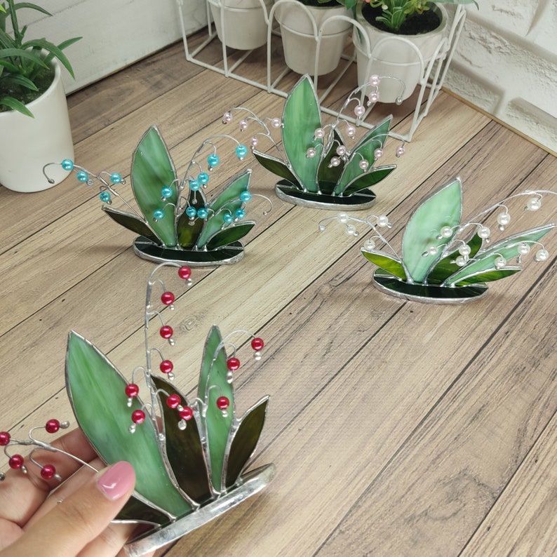 Stained Glass Lily of the Valley Stain Glass Plant 3d Decor Etsy