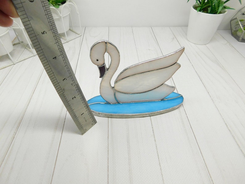 Bird Suncatcher swan art bird window decor stained glass bird Snowy White Swan Sun Catcher stained glass panel Stained glass swan