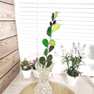 Stained Glass Eucalyptus Stem for Vase, Planter or Botanical Home Decor