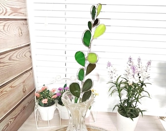 Stained Glass Eucalyptus Stem for Vase, Planter or Botanical Home Decor