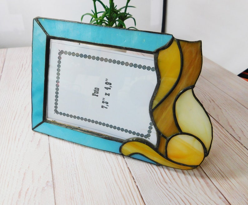 Stained Glass Home Decor Beautiful Gift To Baby Cute Glass Cat Color Photo Frame Cute Stained Glass Photo Frame With Cat