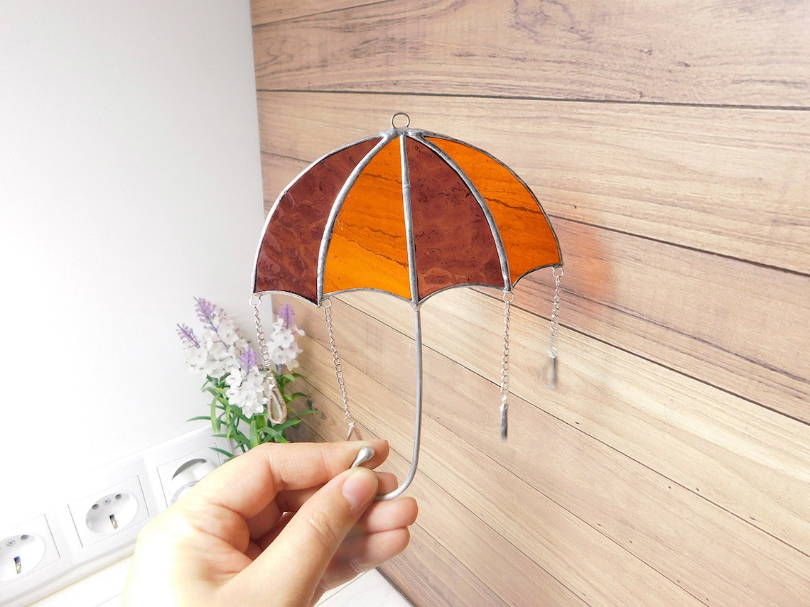 Stained Glass Umbrella Modern Suncatcher Rain and Umbrella Etsy