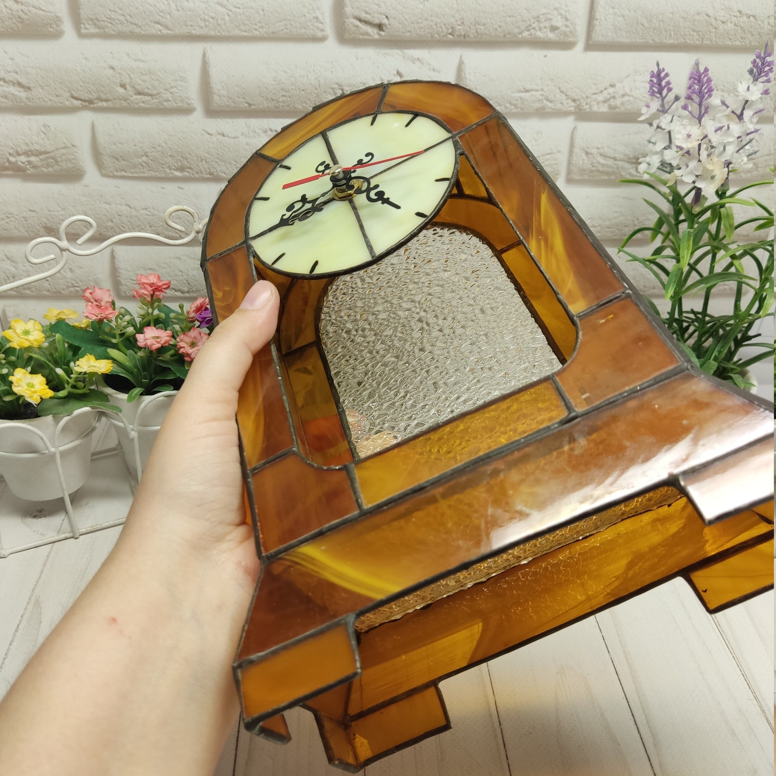 Stained Glass Clock Table Glass Clock Suncatcher Clock Etsy