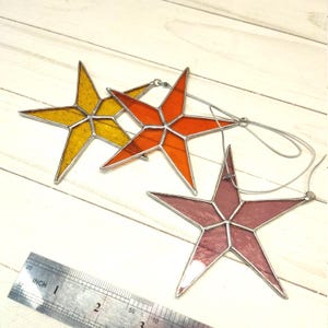 Stained glass star, transparent star, wishing star, winter holiday star, all colors stars, housewarming star, Tiny stars, small glass stars