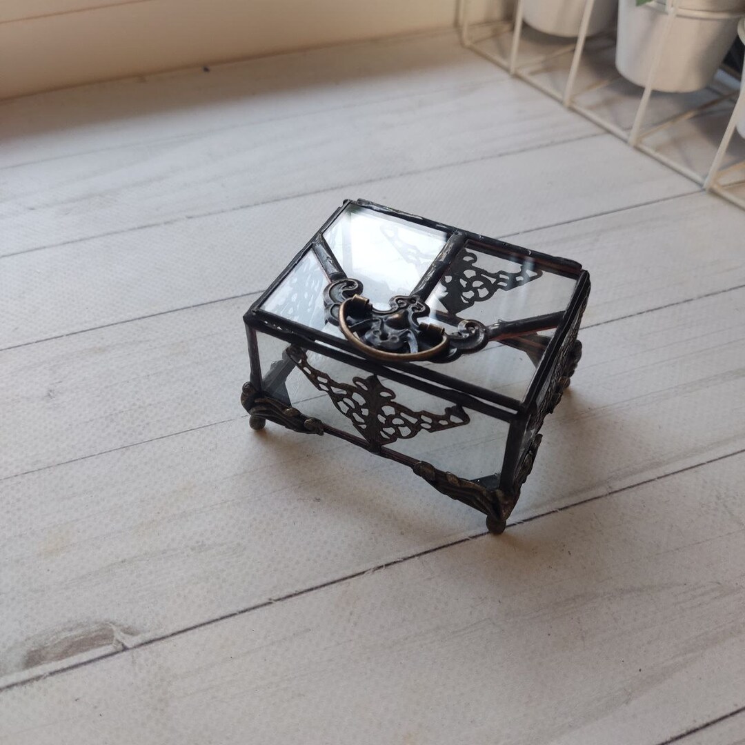 Stained Glass Jewelry Box, Glass Treasure Box, Glass Keepsake Box, Engagement Ring Box, Bearer