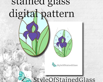 Irismålningsmönster PDF, Enkel mall för solfångare i blommor, DIY-glaskonstprojekt, Tiffanymönster för nybörjare, Digital nedladdning