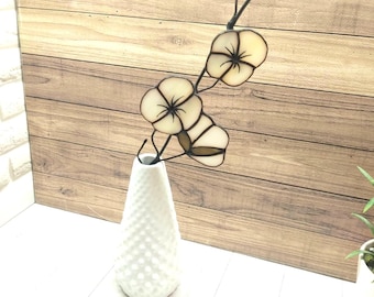 Stained Glass Cotton Branch Plant Stake: Floral Suncatcher