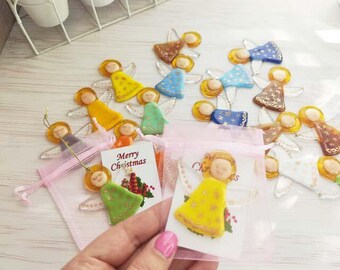 Fused Glass Worry Angel, Pocket Charm Gift, Christmas Decoration wedding favours