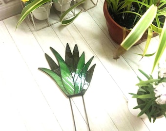 Handmade Stained glass agave, fake plant pot decoration, Suncatcher succulent
