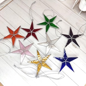 Stained glass star Transparent, wishing winter holiday star, colors housewarming glass