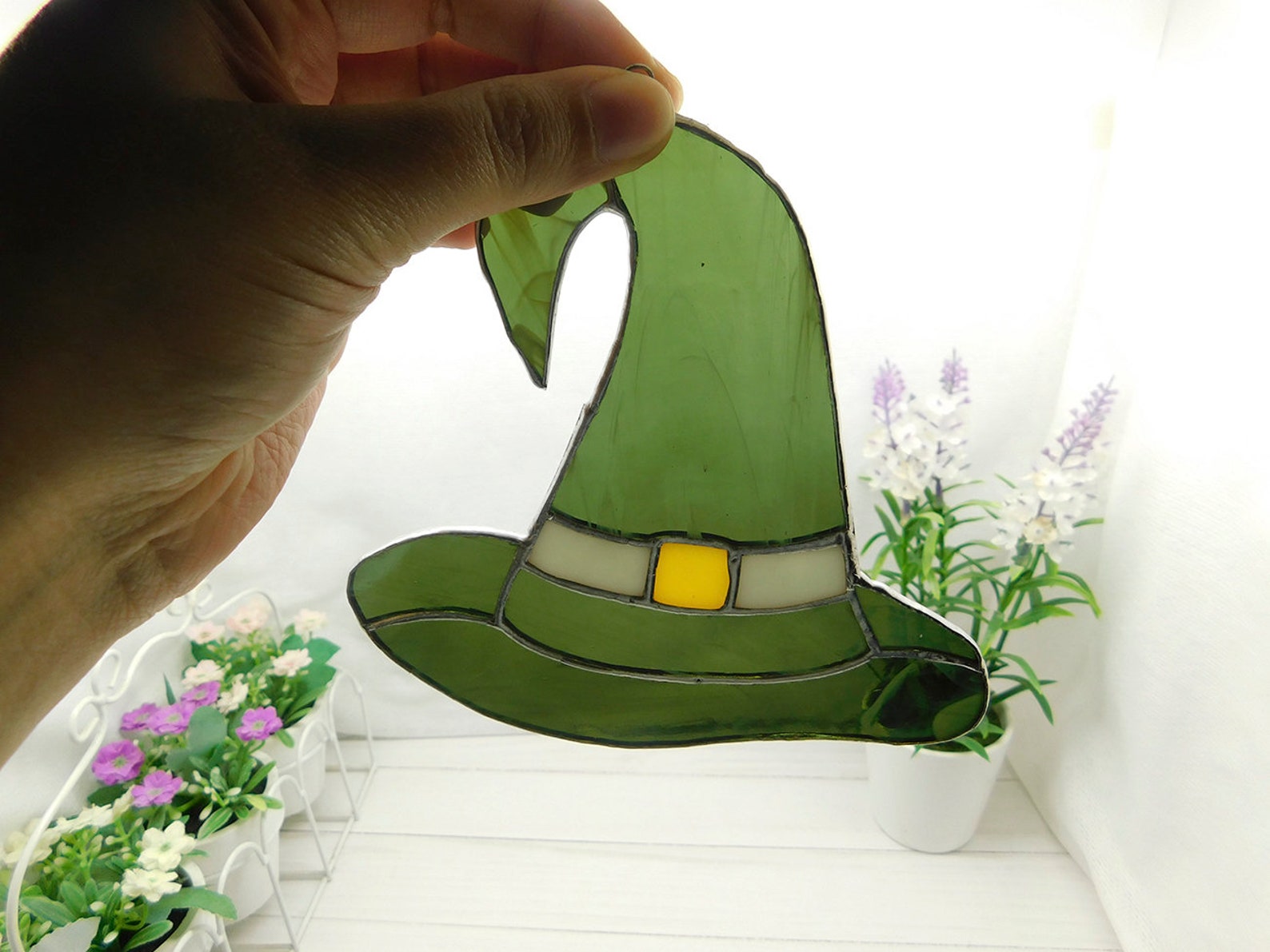 Stained Glass Hat for Halloween Witch Hat Decoration Window Etsy UK