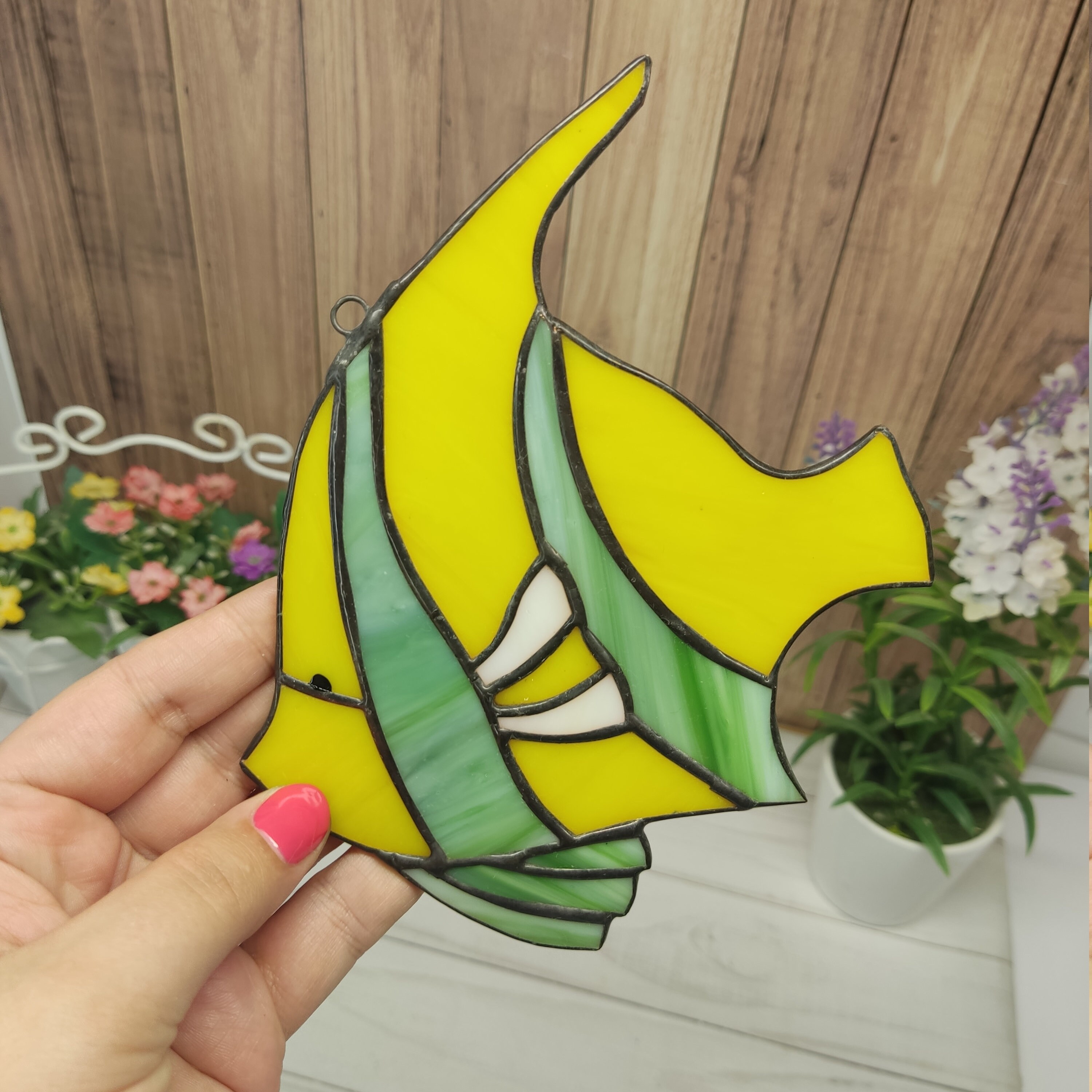 Stained Glass Fish Window or Wall Decor Color Glass Fish Etsy