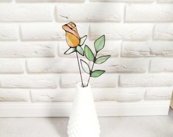 Bouquet Stained Glass Rose - Handmade Art Decor, Mothers Day Gift