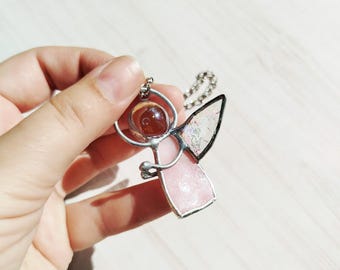 Stained Glass Car Charm – guardian angel – Iridescent Hanging Decoration
