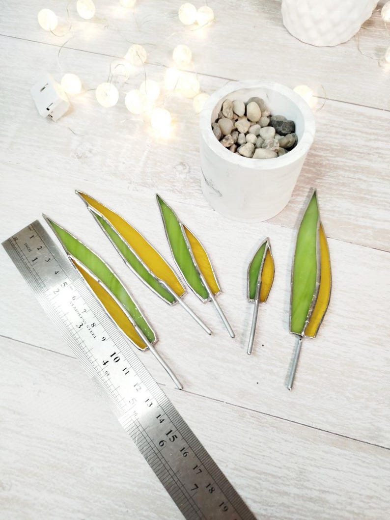 Agave stained glass, handmade fake plant decor suncatcher, Nature Desktop Succulent