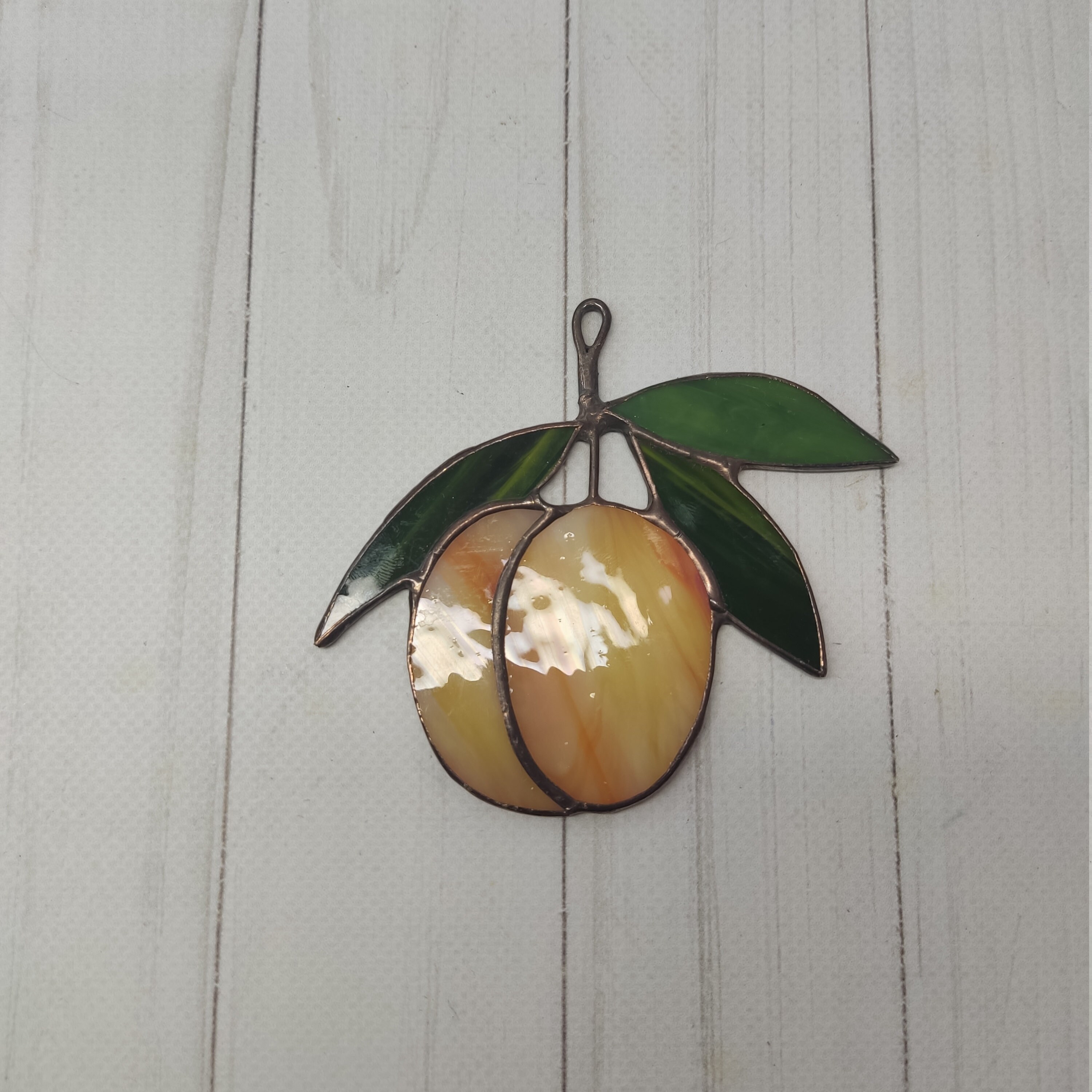 Stained Glass Peach Kitchen Decor Peach Suncatcher Food Etsy