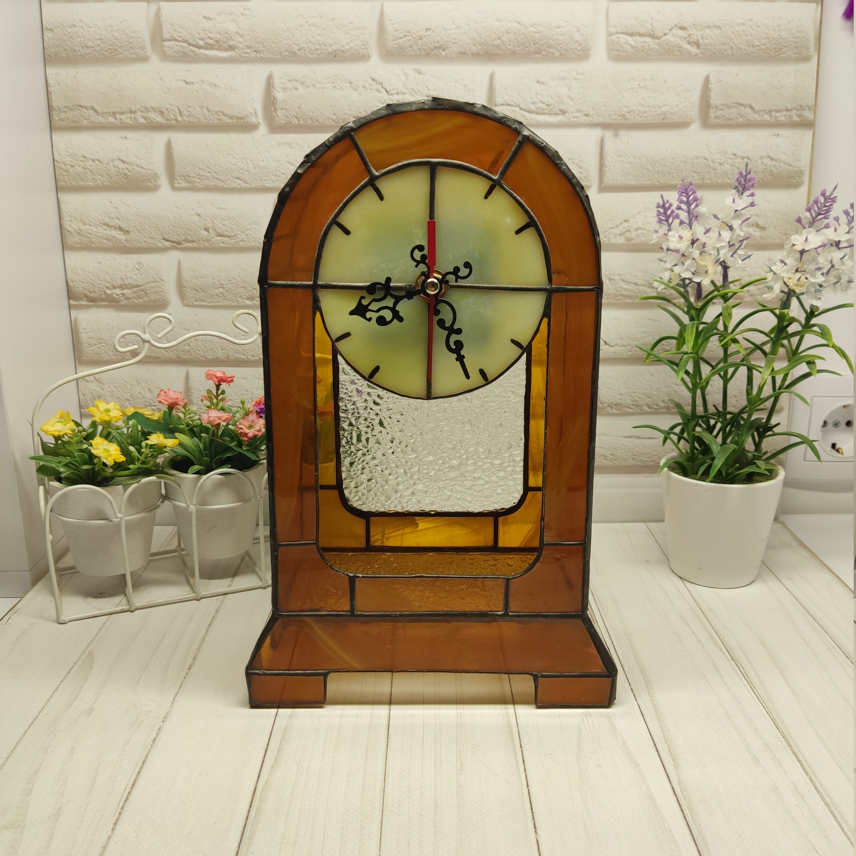 Stained Glass Clock Table Glass Clock Suncatcher Clock Etsy