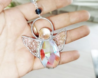 Car Charms angel stained glass shining amulet, guardian angel unique window hangers