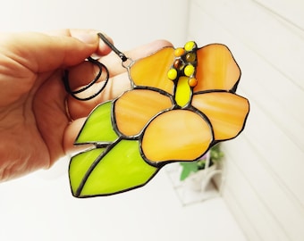 ハイビスカスの花のステンドグラス - Etsy 日本